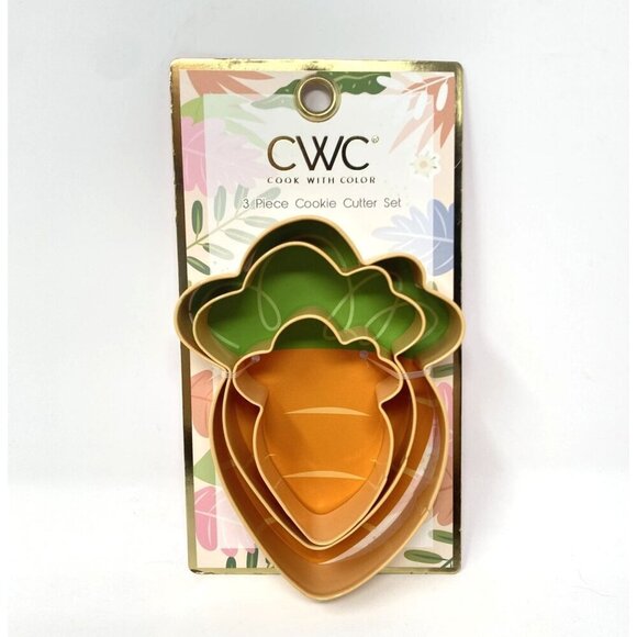 Cook With Color 3 Piece Carrot Cookie Cutter Set Baking Easter Holiday - Picture 3 of 9